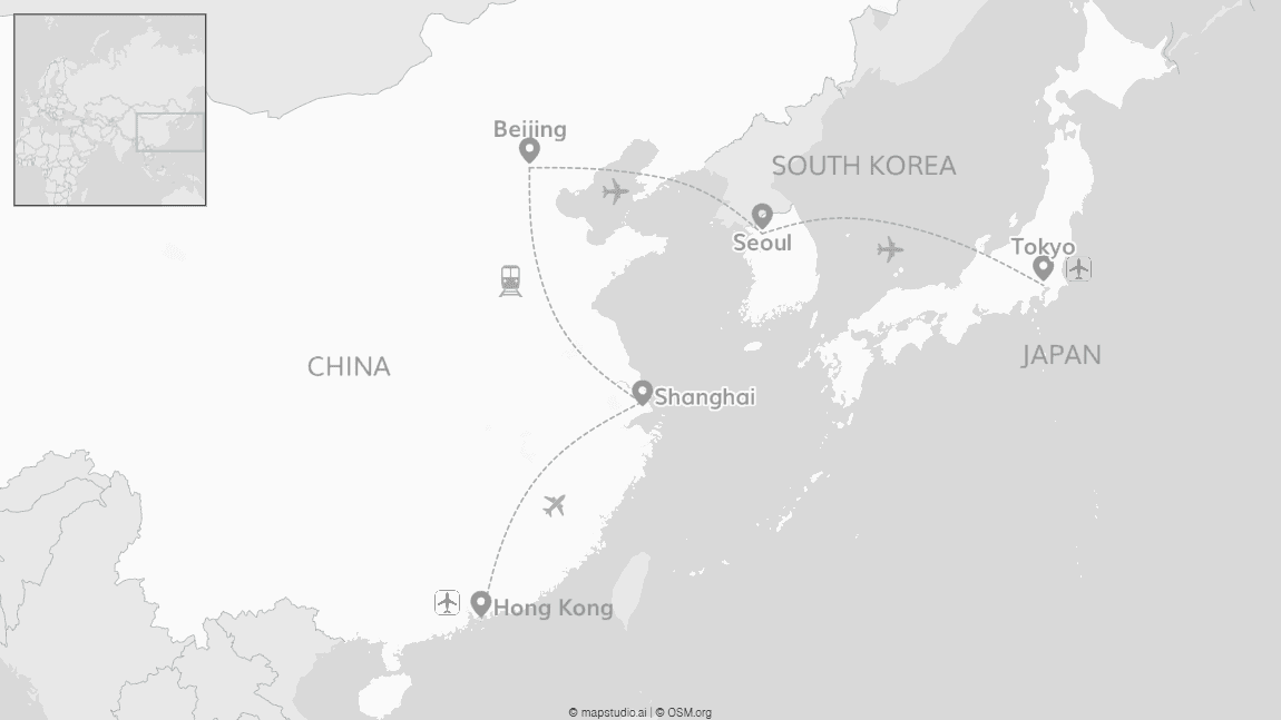 Hong Kong, China & South Korea & Japan: big cities meet world wonders