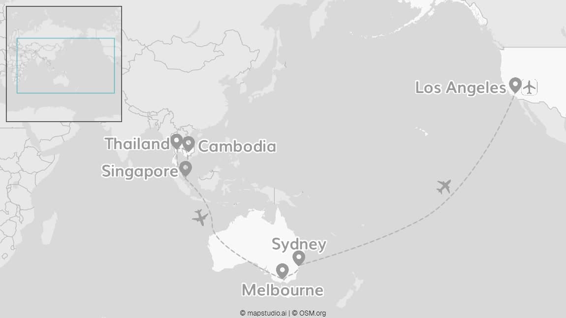 Around the world: Asia, Australia and the USA!