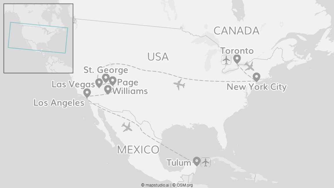 All around America: Canada, USA and Mexico!