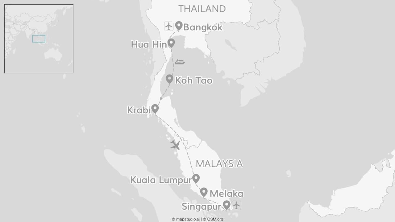 2 for 1 Thailand: Beach meets Malaysia & Singapur