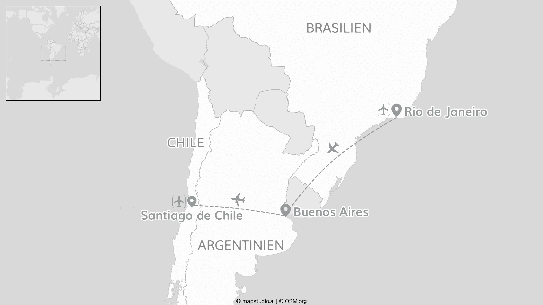 2 for 1 Südamerika: Brasilien, Argentinien & Chile