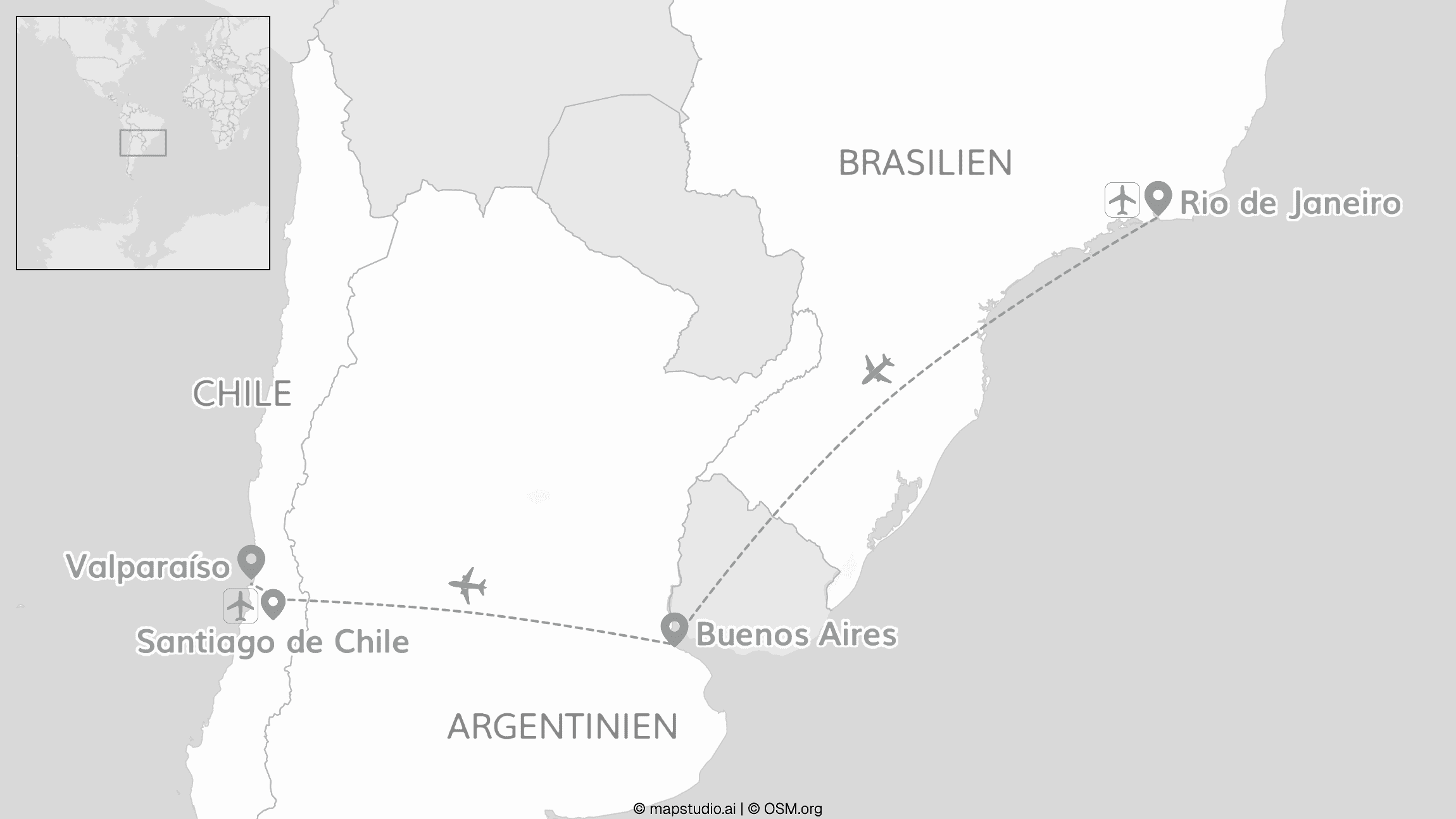 2 for 1 Südamerika: Brasilien, Argentinien & Chile